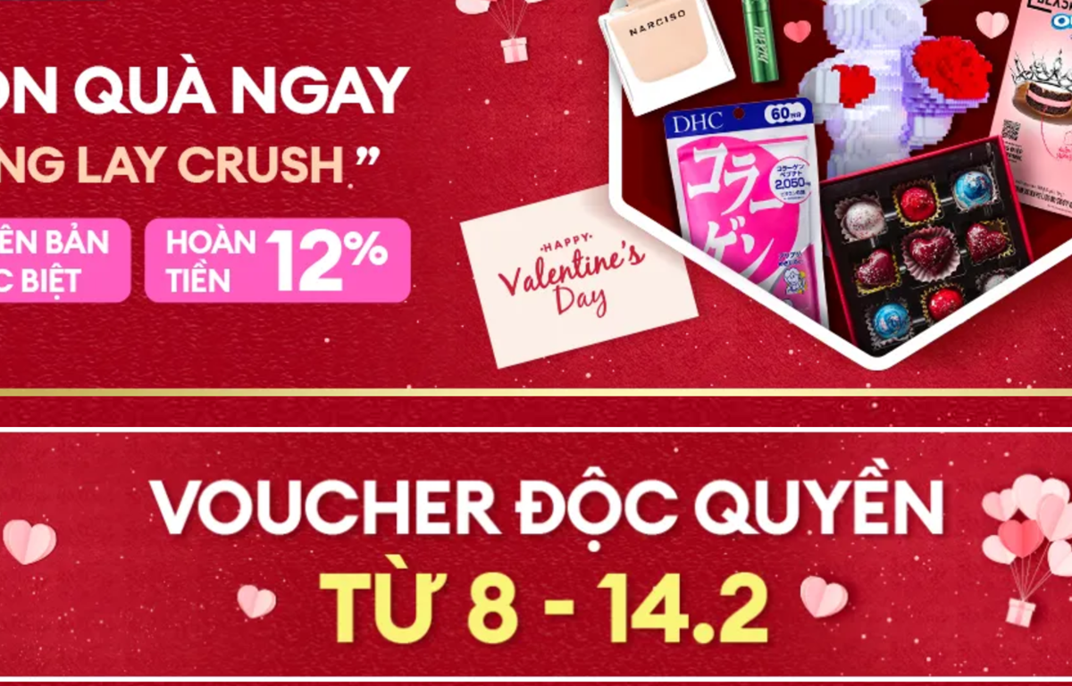 Sàn online tung nhiều deal giảm giá tới 50% nhân dịp lễ Valentine