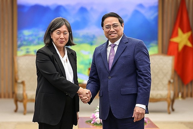 Thủ tướng Phạm Minh Chính tiếp Đại diện Thương mại Hoa Kỳ Katherine Tai - Ảnh: VGP/Nhật Bắc