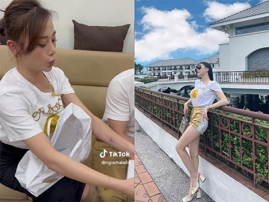 Diễn viên Phương Oanh lại bị soi trang phục khi mặc đồ đôi với Shark Bình