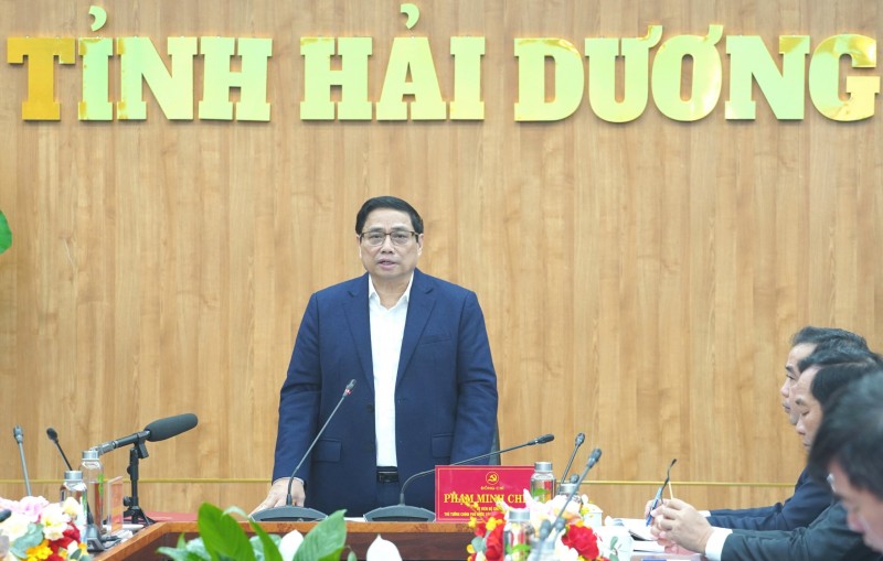 Thủ tướng Chính phủ Phạm Minh Chính làm việc với Ban Thường vụ Tỉnh ủy Hải Dương