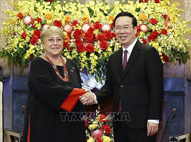 Chủ tịch nước Võ Văn Thưởng và cựu Tổng thống Chile Michelle Bachelet